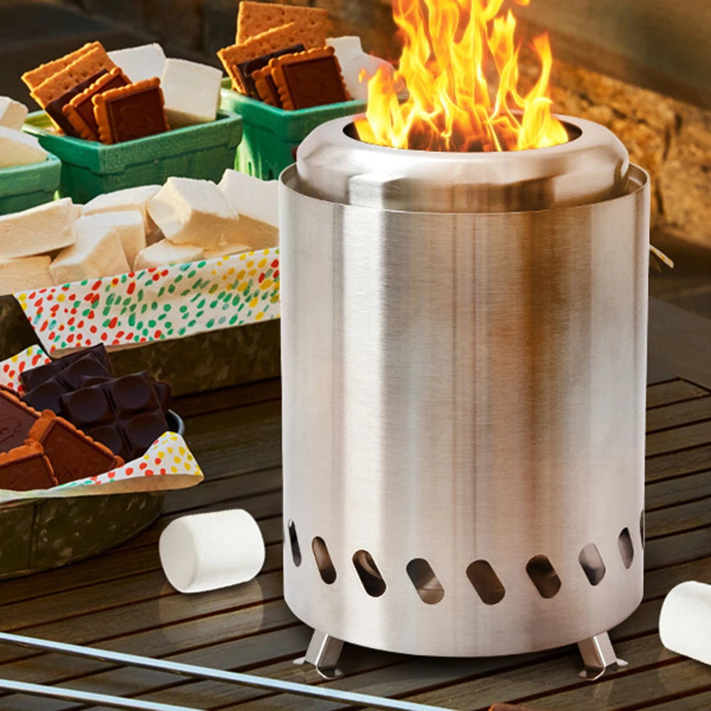 Smokeless Tabletop Fire Pit Stainless Steel Indoor Outdoor Table Top Firepit Wood Burning Or Pellet Fueled Portable Bonfire