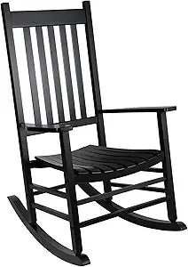 Outdoor Rocking Chair Set, Wood Porch Rocker, 2 Wooden Rocking Chair With Outdoor Side Table, Perfect for Indoor or Outdoor, All