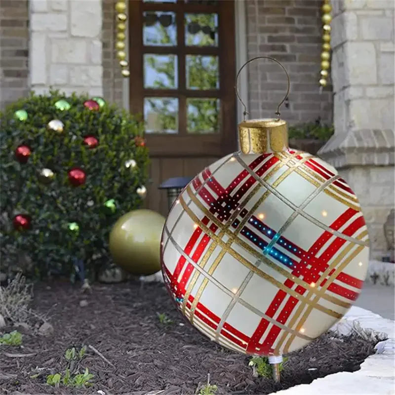 60cm Giant Inflatable Christmas Balls without Light PVC Big Ball Xmas Tree Decorations Outdoor Yard Lawn Christmas Balloons