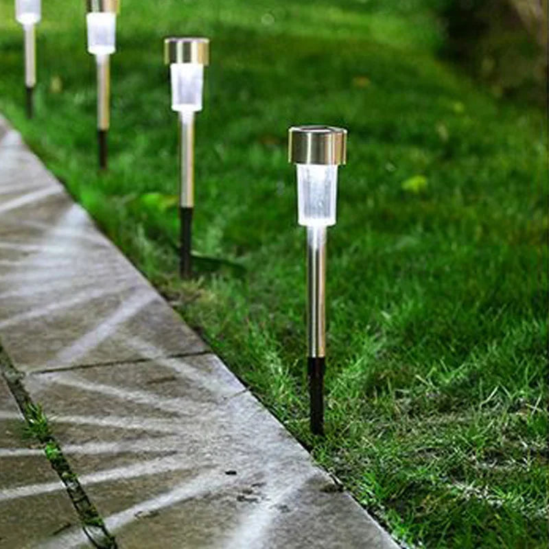 5pcs Lawn Light Solar Ground Plug Light Stainless Steel Small Tube Light Outdoor Landscape Lighting For Backyard Patio