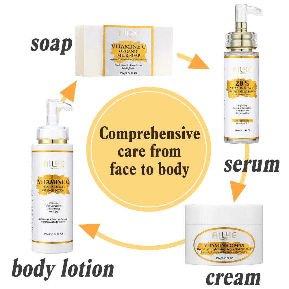 AILKE Lightening Body Cream with Vitamin C Hyaluronic Acid and Shea Butter for Reducing Black Spots Even Skin Tone and Hydration