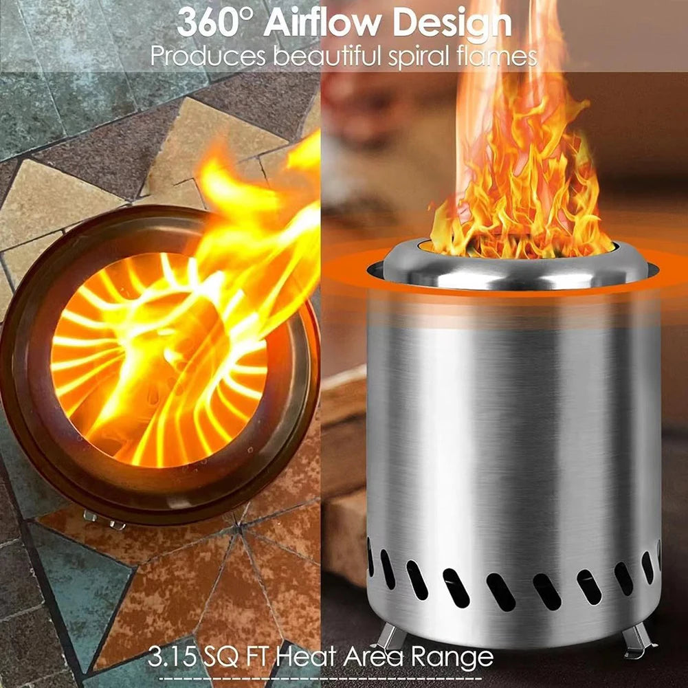 Smokeless Tabletop Fire Pit Stainless Steel Indoor Outdoor Table Top Firepit Wood Burning Or Pellet Fueled Portable Bonfire