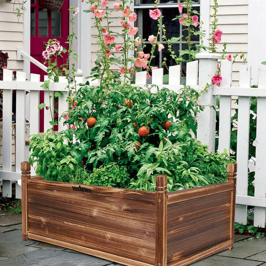 Wood Planter Box Outdoor Raised Planter Beds Large Patio Containers for Flowers and Vegetables