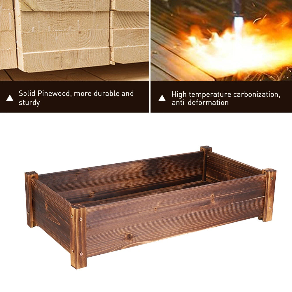 Large Wooden Raised Garden Bed Outdoor Planter Elevated Plant Box for Vegetables and Flowers