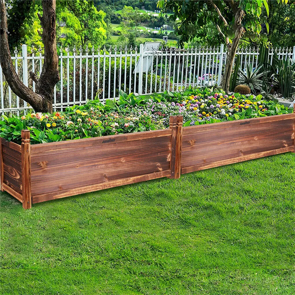 Wood Planter Box Outdoor Raised Planter Beds Large Patio Containers for Flowers and Vegetables