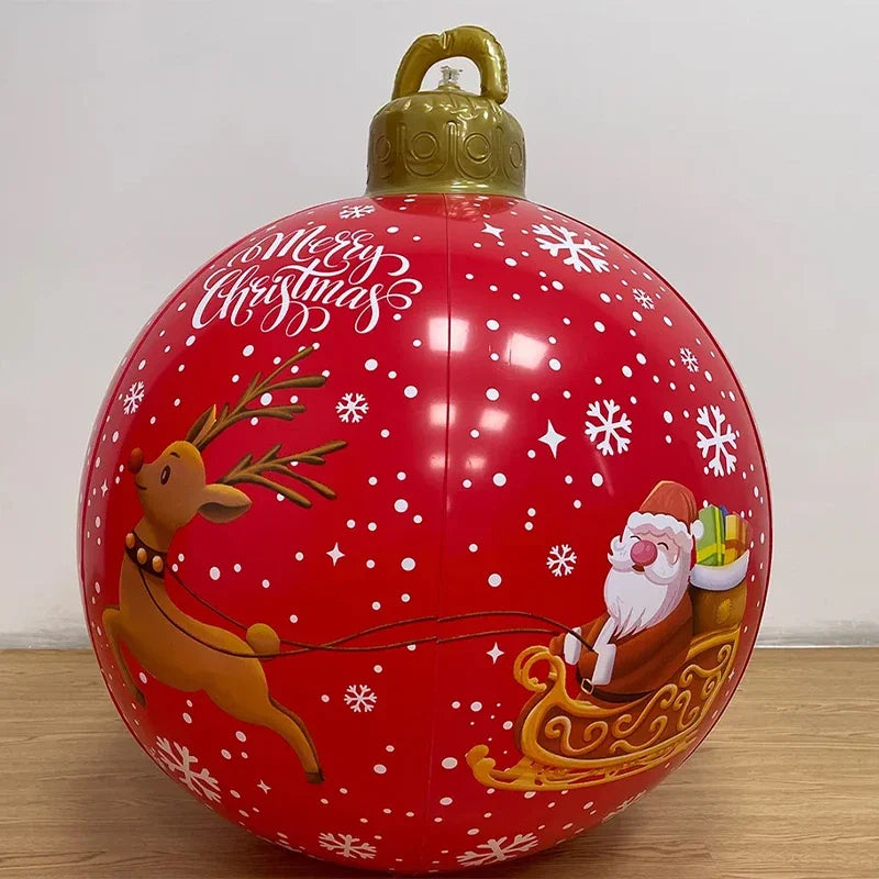 60cm Giant Inflatable Christmas Balls without Light PVC Big Ball Xmas Tree Decorations Outdoor Yard Lawn Christmas Balloons
