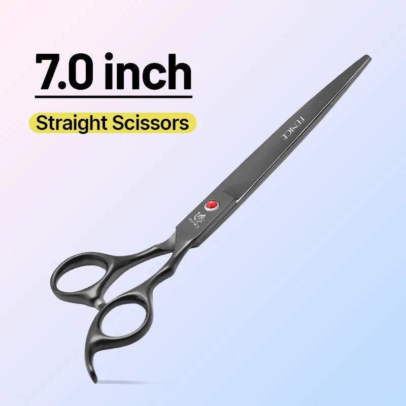 Fenice Classical Model Home Use 9CR Steel 6.5 7.0 Inch Rainbow and Black Dog Grooming Scissors Shears Set for Household Pet Owners