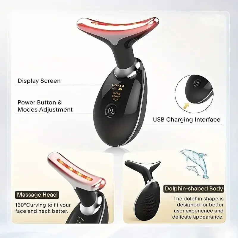 2025 upgraded neck massager, dual ring roller lifting and tightening portable massager, USB charging, a holiday gift for women