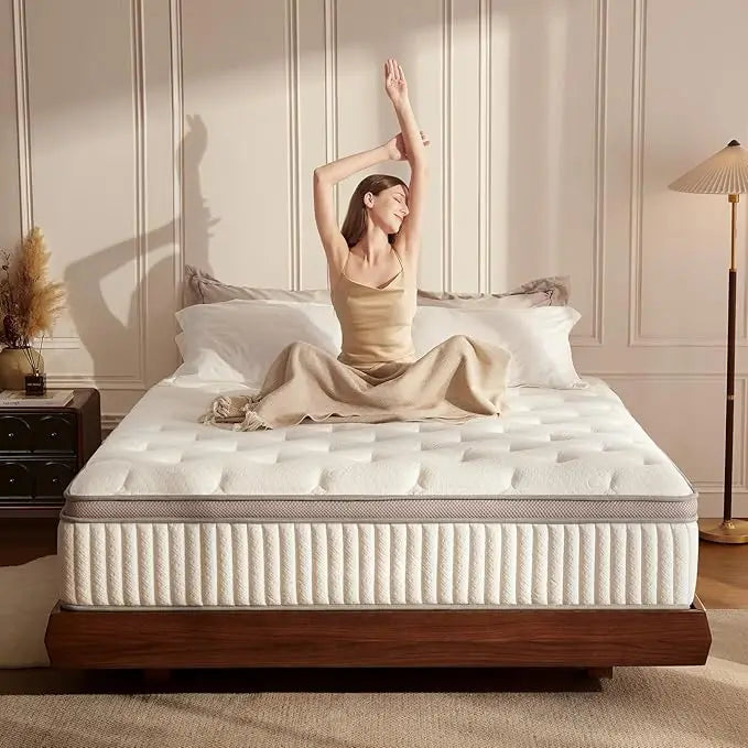 Queen Mattress,Queen Size Cooling Gel Memory Foam Mattresses for Pressure Relief, Medium Firm Hybrid Mattress in a Box