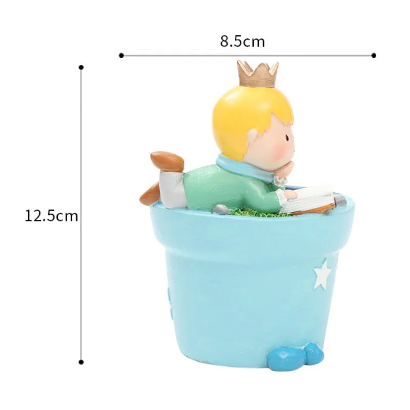 Cute Boys Shape Resin Flowerpot Decorative Succulent Flower Pot Garden Planting Pot Desktop Ornaments Tabletop Garden Planter