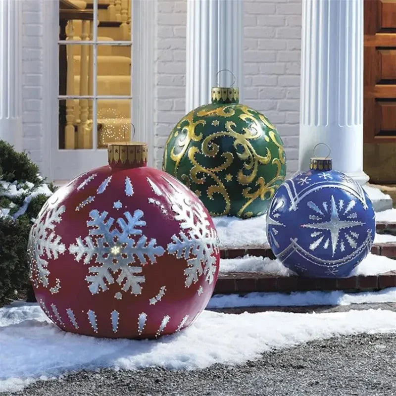 60cm Giant Inflatable Christmas Balls without Light PVC Big Ball Xmas Tree Decorations Outdoor Yard Lawn Christmas Balloons