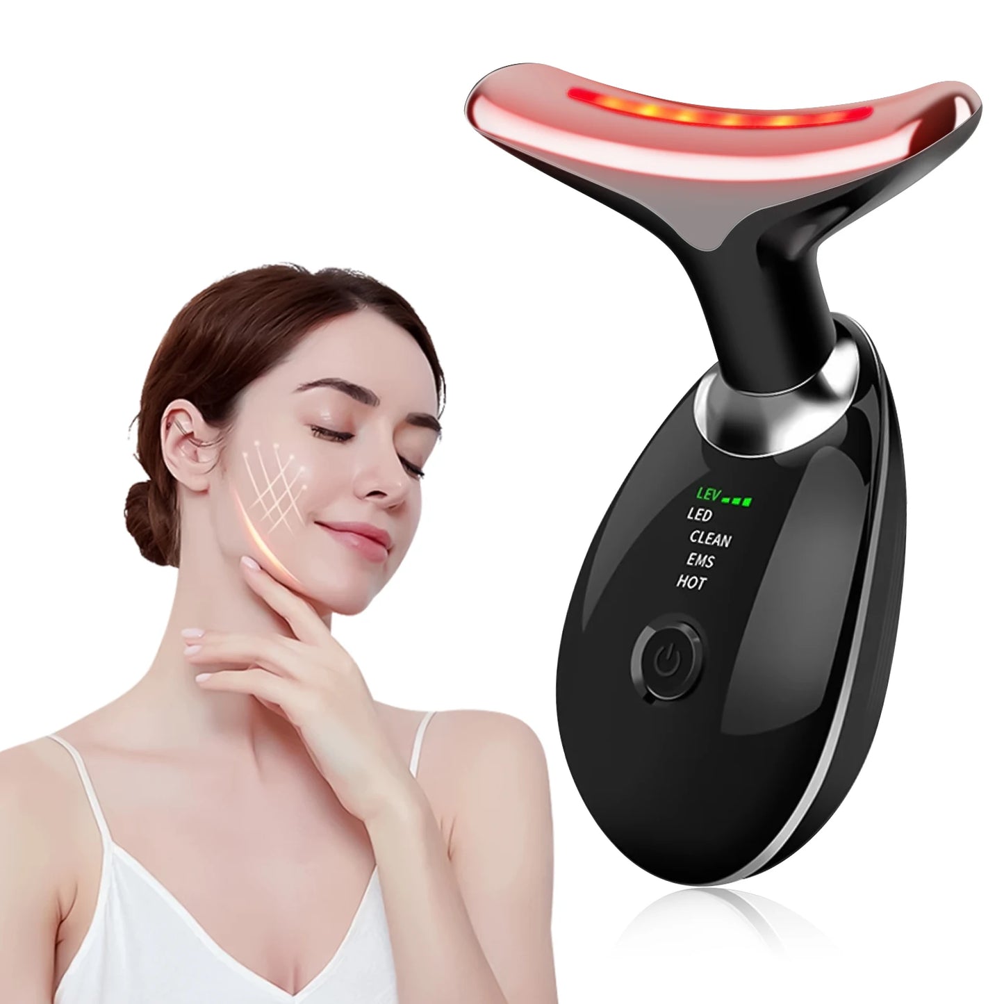 2025 upgraded neck massager, dual ring roller lifting and tightening portable massager, USB charging, a holiday gift for women