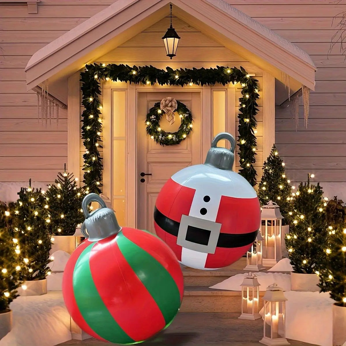 60cm Giant Inflatable Christmas Balls without Light PVC Big Ball Xmas Tree Decorations Outdoor Yard Lawn Christmas Balloons