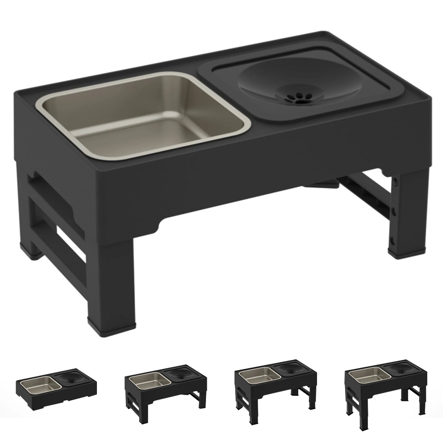3 In 1 Pet Dog Stainless Steel Slow Feed Drinking Water Bowls Adjustable Height Cat Dog Bowl Large Pet Slow Food