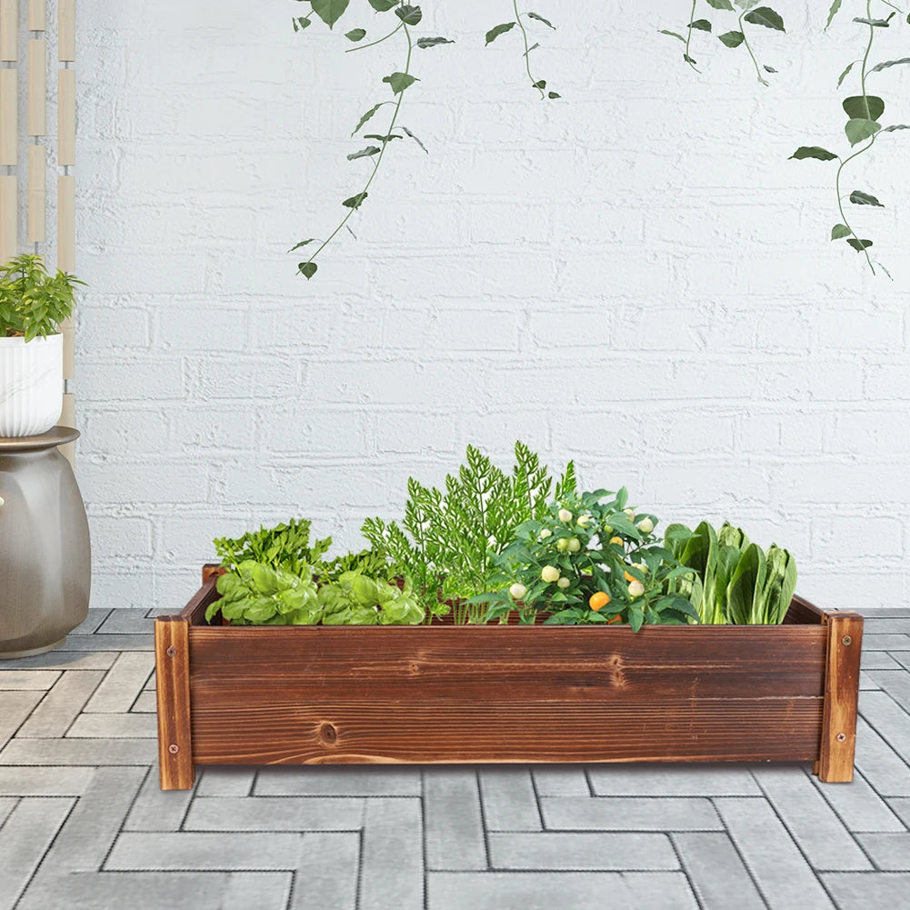 Large Wooden Raised Garden Bed Outdoor Planter Elevated Plant Box for Vegetables and Flowers