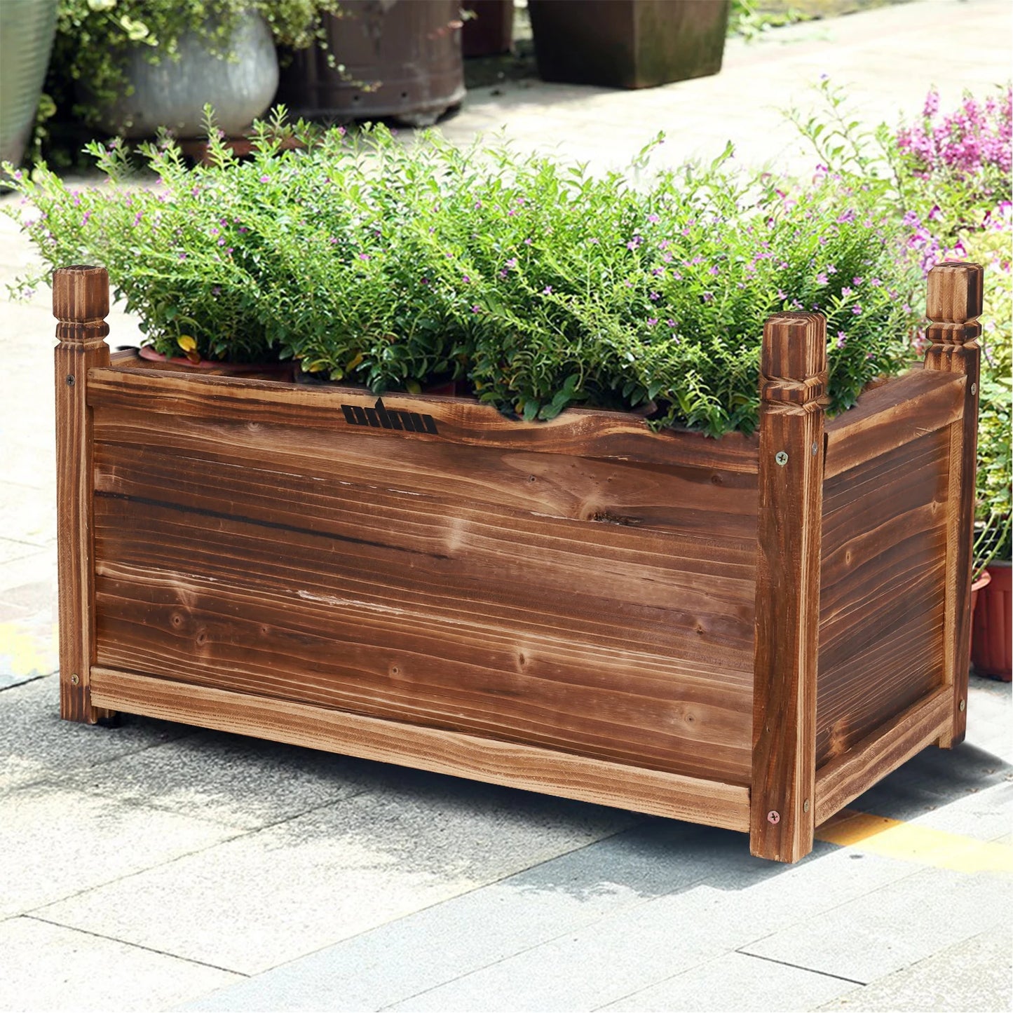 Wood Planter Box Outdoor Raised Planter Beds Large Patio Containers for Flowers and Vegetables