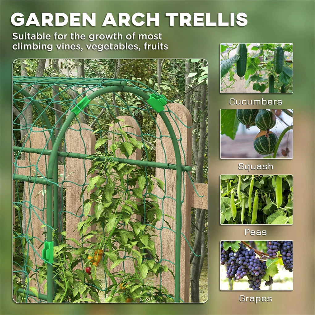 17 Inch x 72 Inch x 72 Inch Outdoor Metal Garden Trellis with Climbing Net