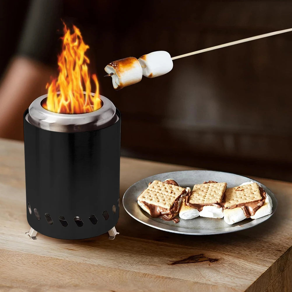 Smokeless Tabletop Fire Pit Stainless Steel Indoor Outdoor Table Top Firepit Wood Burning Or Pellet Fueled Portable Bonfire