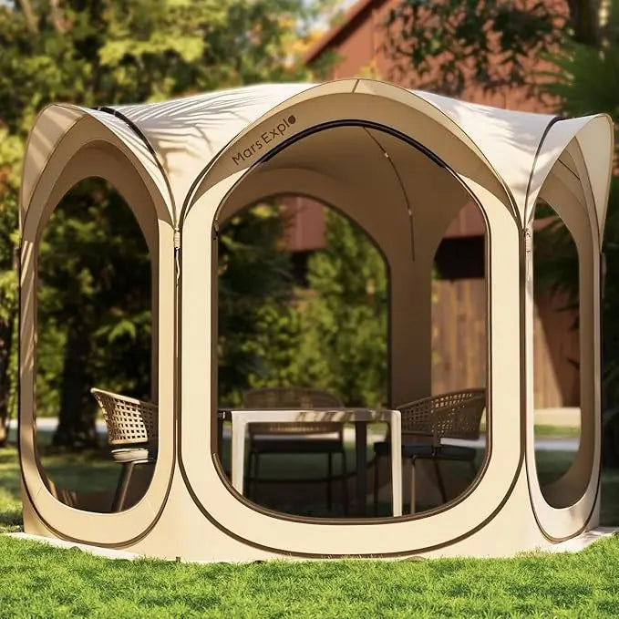 Screen Pop Up House Room Tent, Canopy Sun Shade Shelter for Camping, Patio, Backyard, Deck & Outdoor Activities, Portable Gazebo
