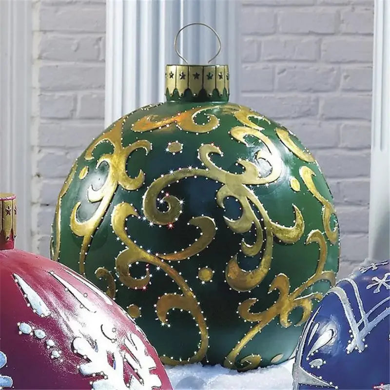 60cm Giant Inflatable Christmas Balls without Light PVC Big Ball Xmas Tree Decorations Outdoor Yard Lawn Christmas Balloons