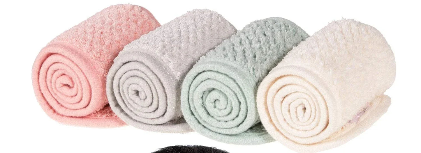 4 Pack Spa Facial Headband Makeup Hair Wrap Adjustable Soft Towel Head Band for Face Washing Shower Sports Yoga