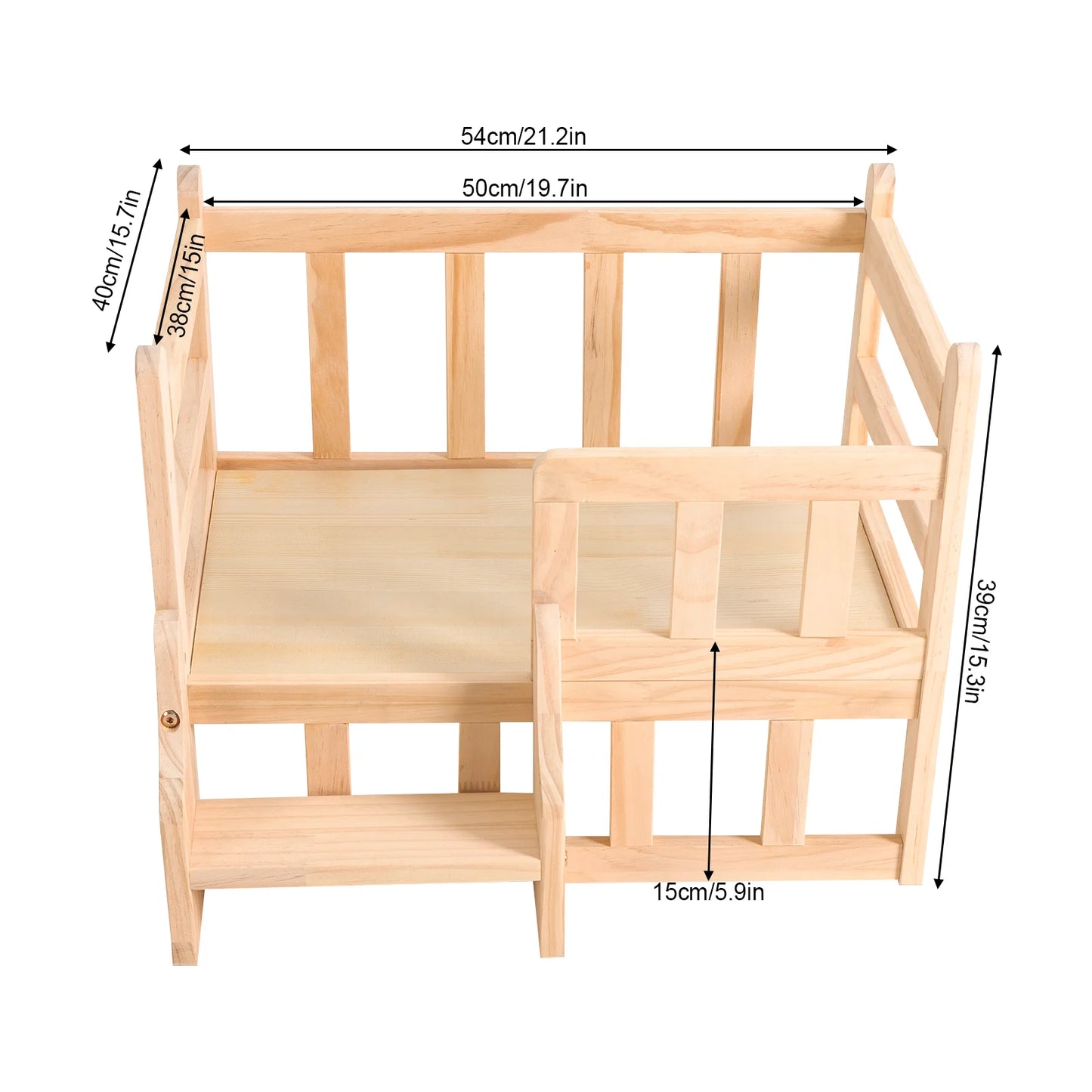 Solid Wood Pet Bed Wooden Dog Bed Frame Dog Kennel Furniture Dog Bed Stand for Cats Small Teddies Bichon Rectangular