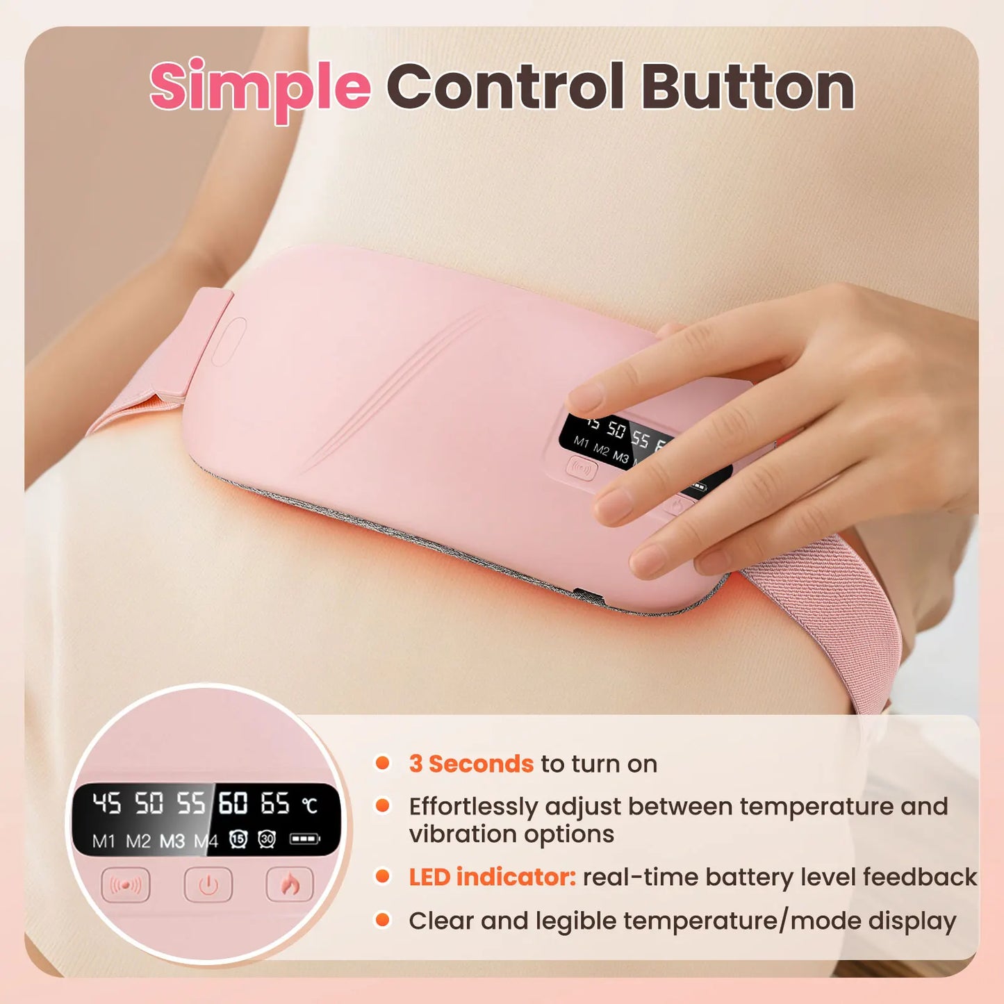 Uterus Warming Belt Electric Thermal Pad Waist Heating Belt Period Pain Relief Waist Protection Hot Compression Vibration Belt