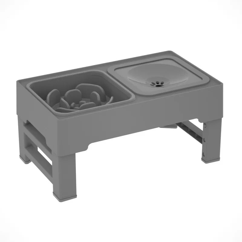 3 In 1 Pet Dog Stainless Steel Slow Feed Drinking Water Bowls Adjustable Height Cat Dog Bowl Large Pet Slow Food