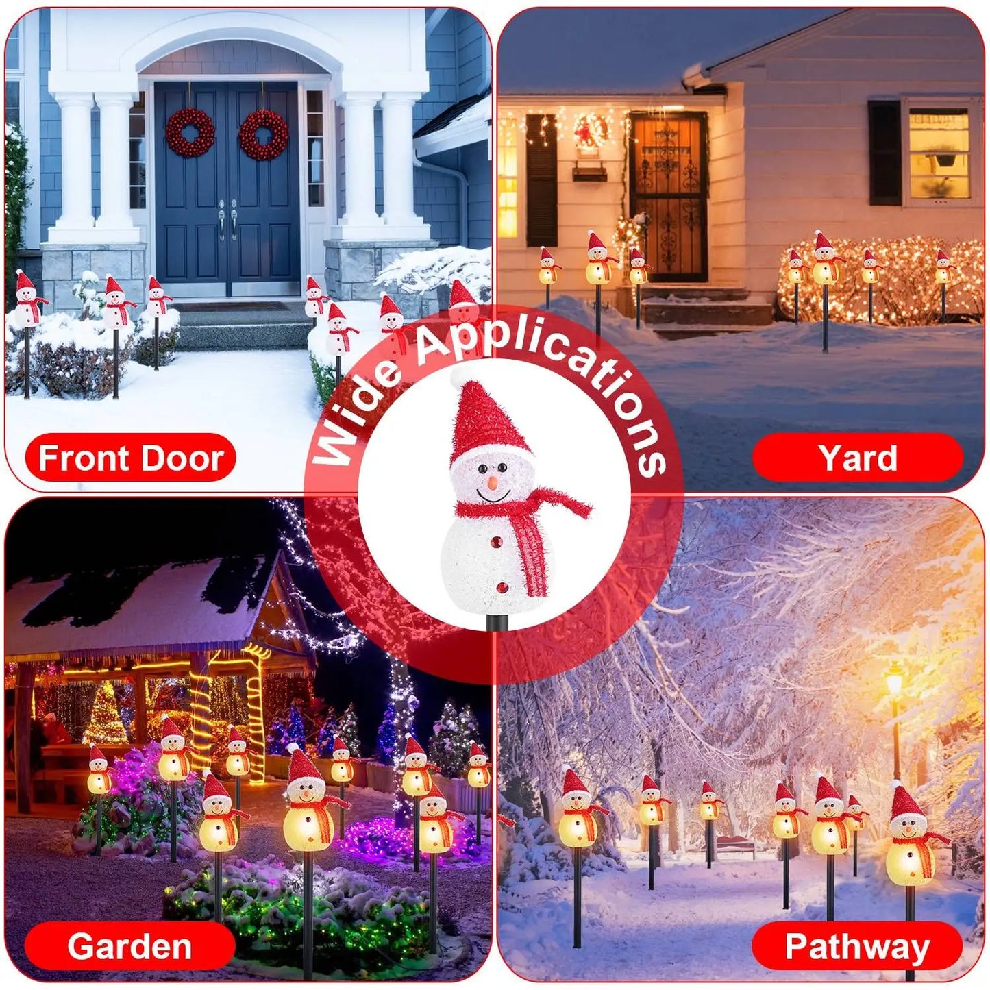 For 1Pc Solar Powered Lamp 3 Snowmen Outdoor Decorative Christmas Lamp Garden Stake Light IP55 Waterproof Santa Landscape Light