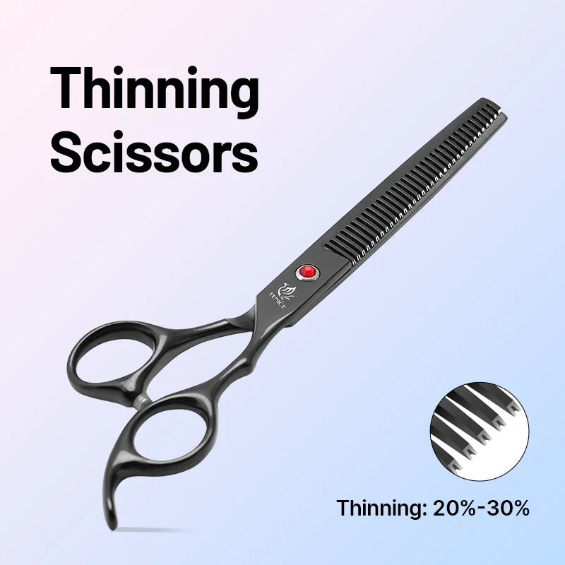 Fenice Classical Model Home Use 9CR Steel 6.5 7.0 Inch Rainbow and Black Dog Grooming Scissors Shears Set for Household Pet Owners