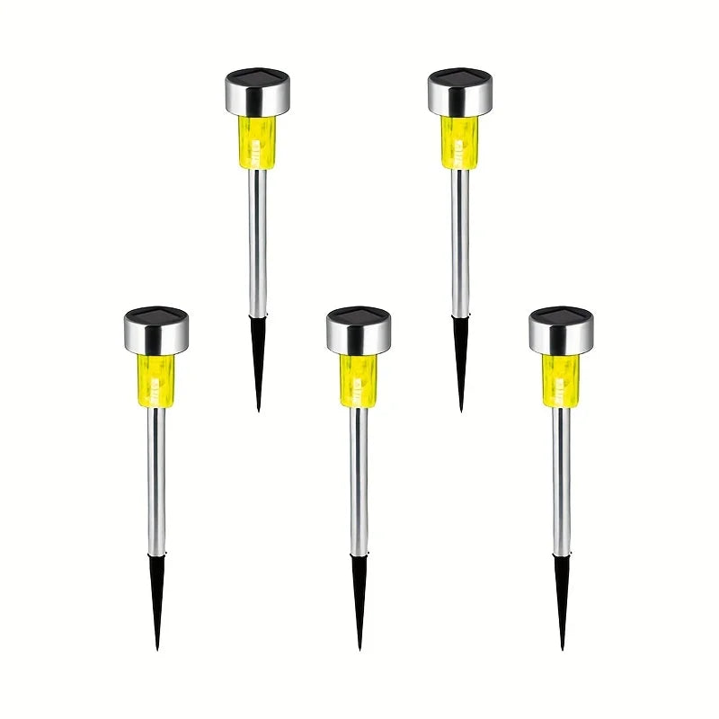 5pcs Lawn Light Solar Ground Plug Light Stainless Steel Small Tube Light Outdoor Landscape Lighting For Backyard Patio