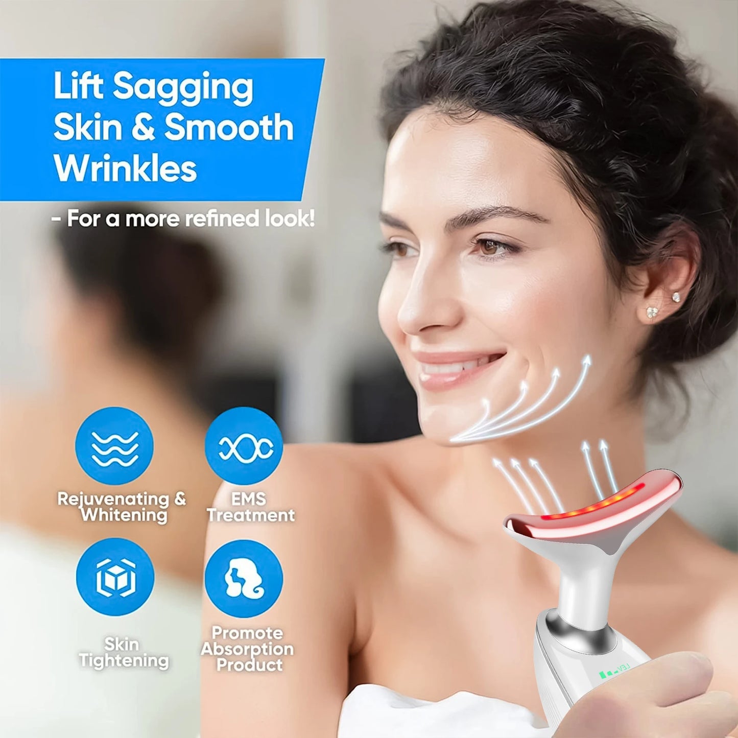2025 upgraded neck massager, dual ring roller lifting and tightening portable massager, USB charging, a holiday gift for women