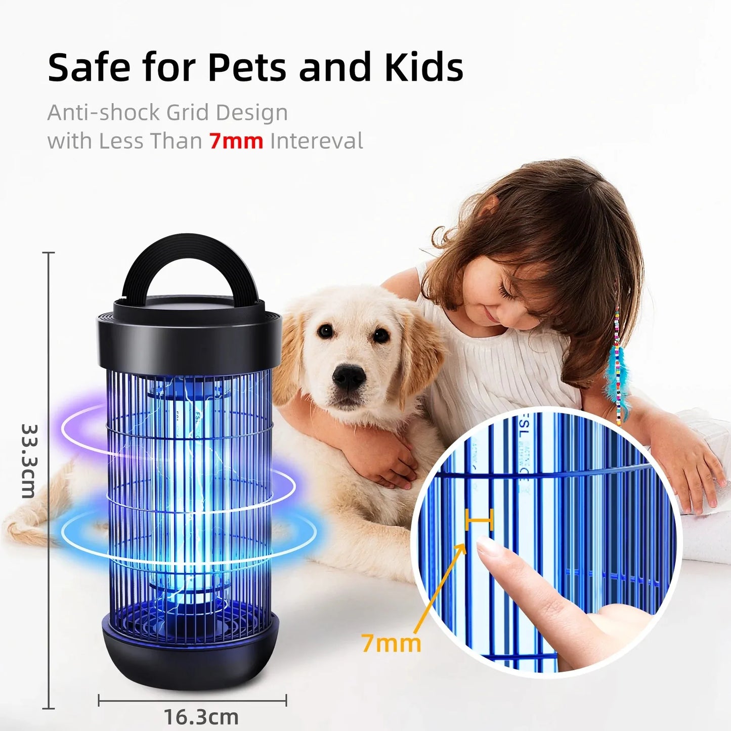 Mosquito Killer 7.48" Waterproof 4000V Electronic Insect Zapper for Outdoor Indoor LED Light, Electric Fly Trap, Mosquito Trap