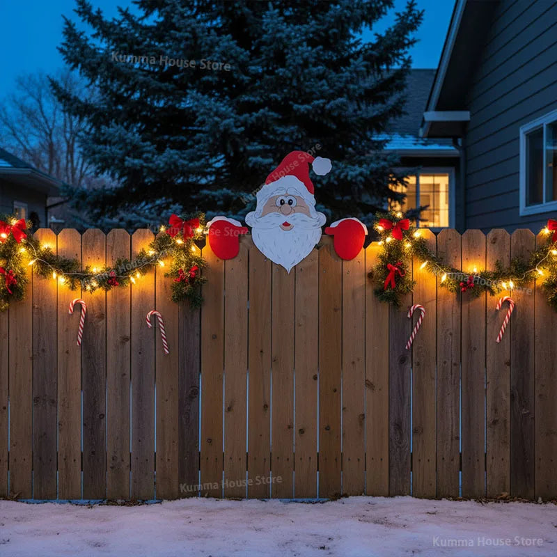 Santa Claus Fence Peeps Christmas Decorations Outdoor Holiday Occasion Home Garden Indoor Crafts Ornaments 2026 New Year Navidad