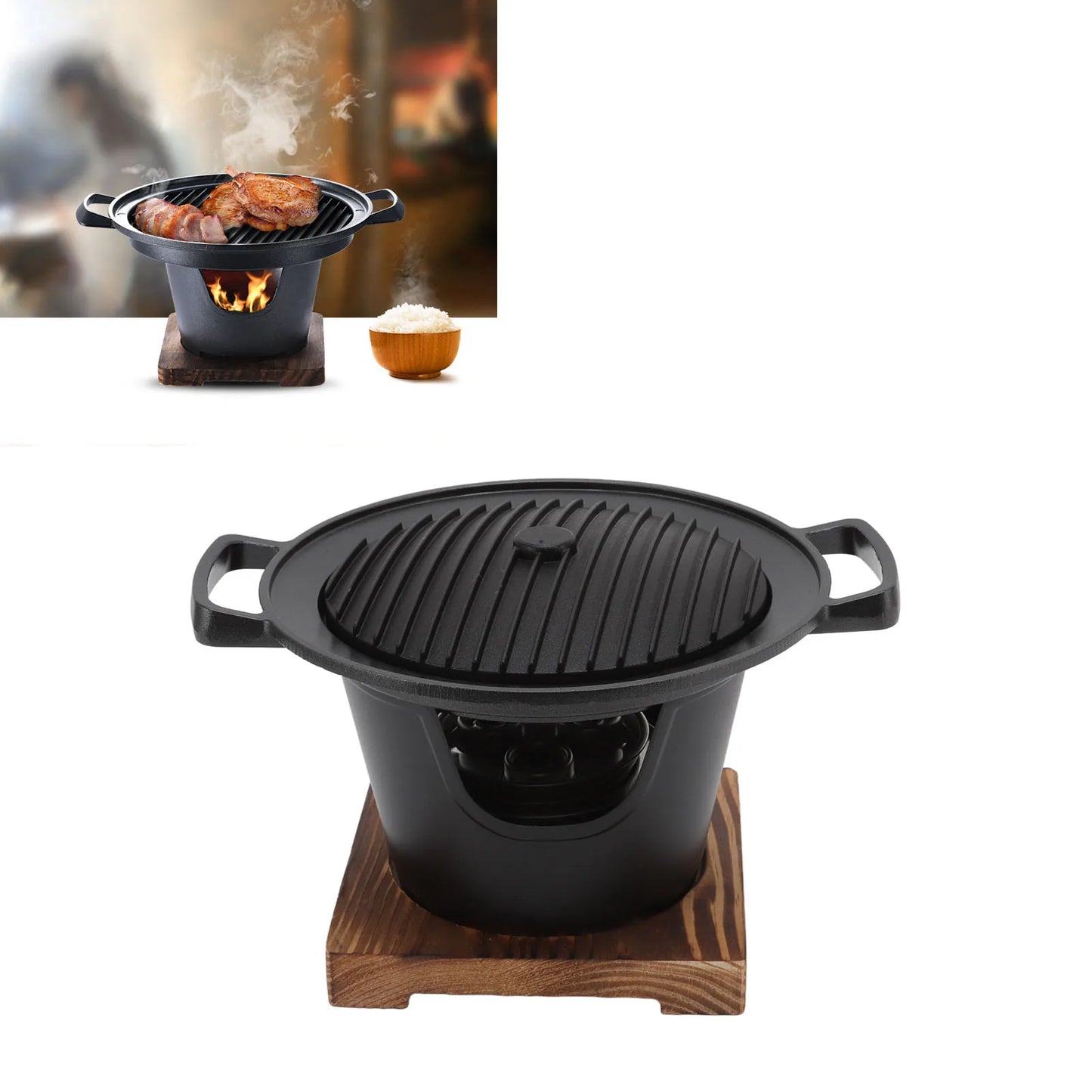 Smokeless Hibachi Grill Portable Charcoal Grill Aluminium Alloy Mini Barbecue Grill for Camping Home Barbecue Accessories