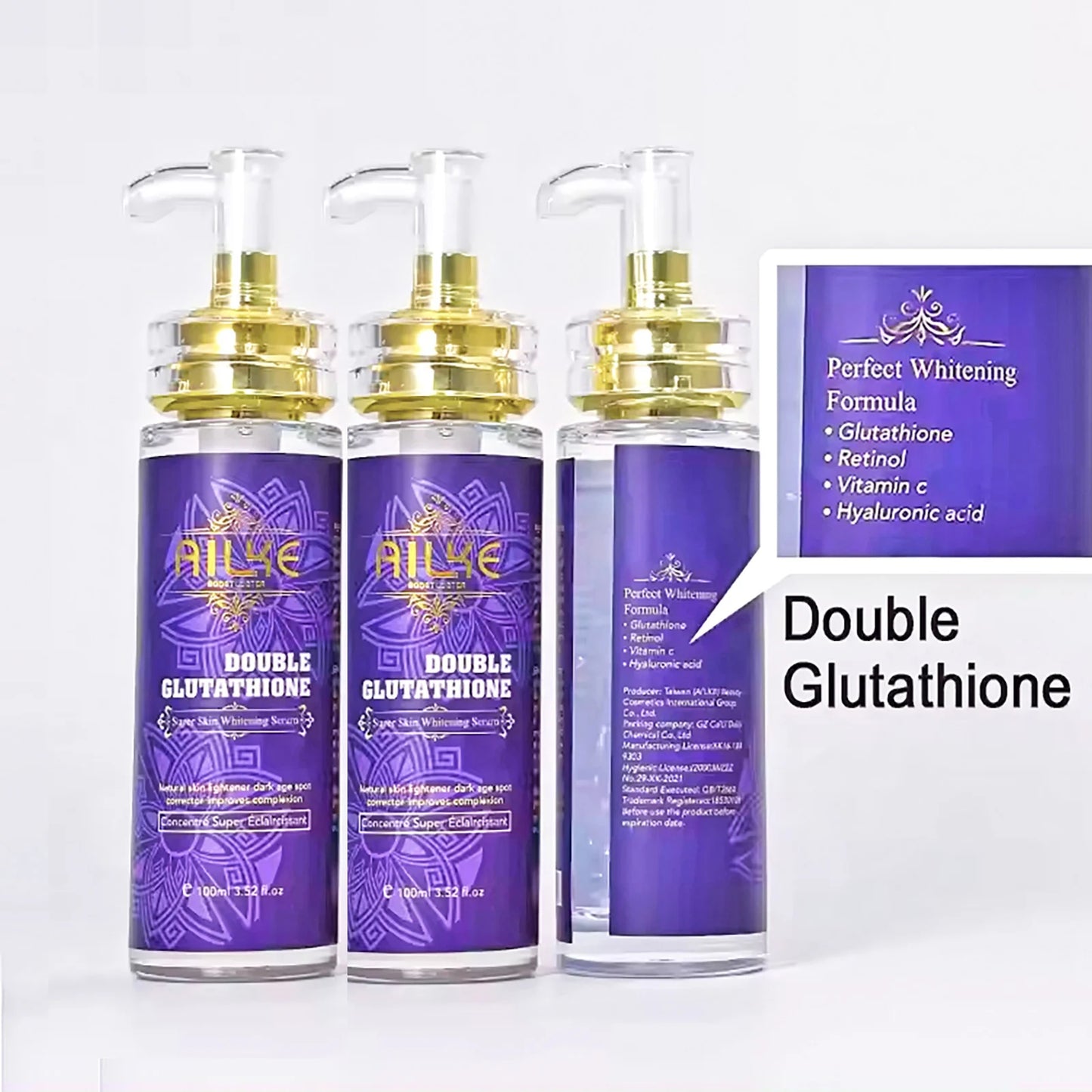AILKE Bleaching Skin Care, With Double Glutathione, Lightening, Moisturizing, Remove Dark Spots, Melanin, Skin Glowing Face Care