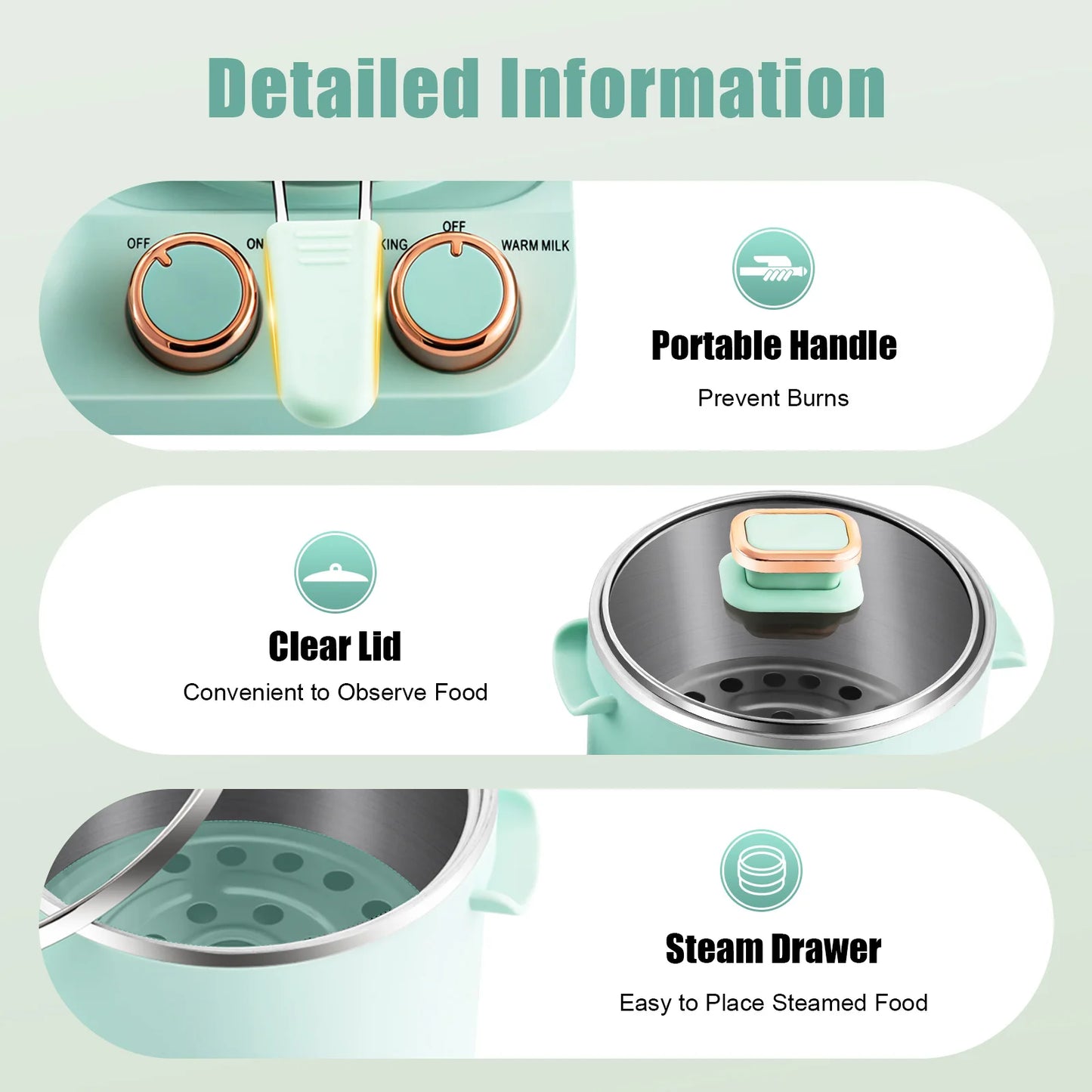 3in1 Electric Sandwich Breakfast Machine, 110V Mini Toaster, Non-stick Multi-functional Breakfast Table with Frying Pan