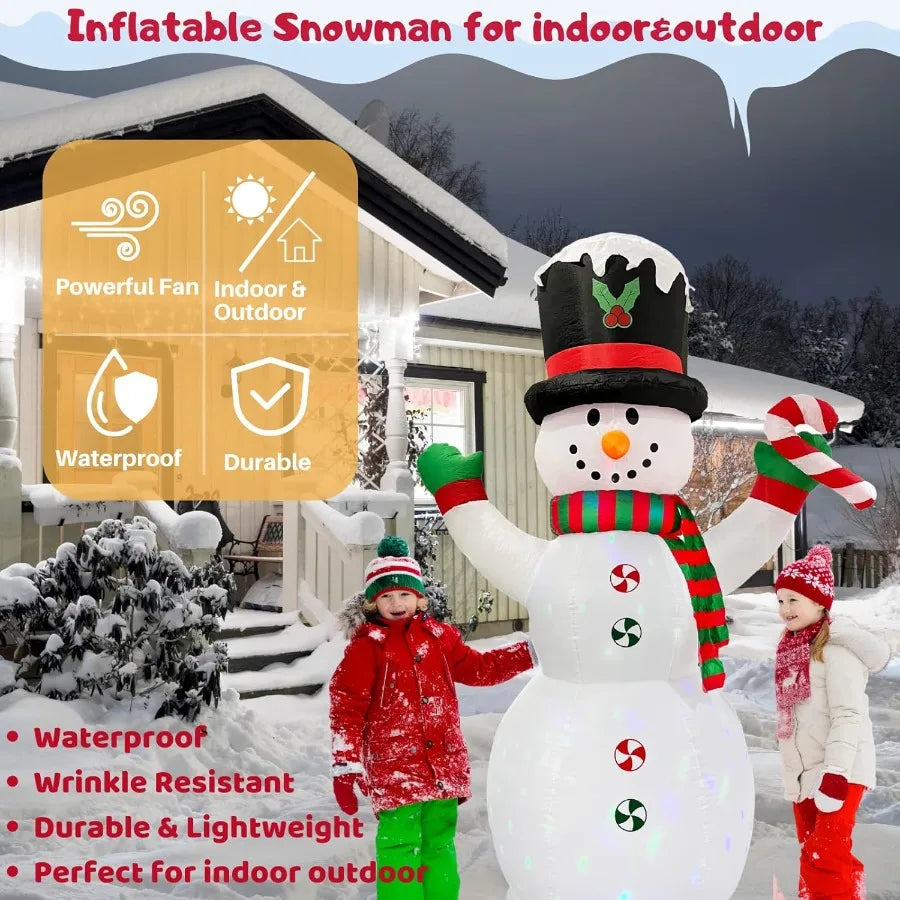 8FT Inflatable Snowman Christmas Outdoor Yard Decorations for Holiday Party Yard Garden Lawn Giant Tall Cute Blow Up Decoration