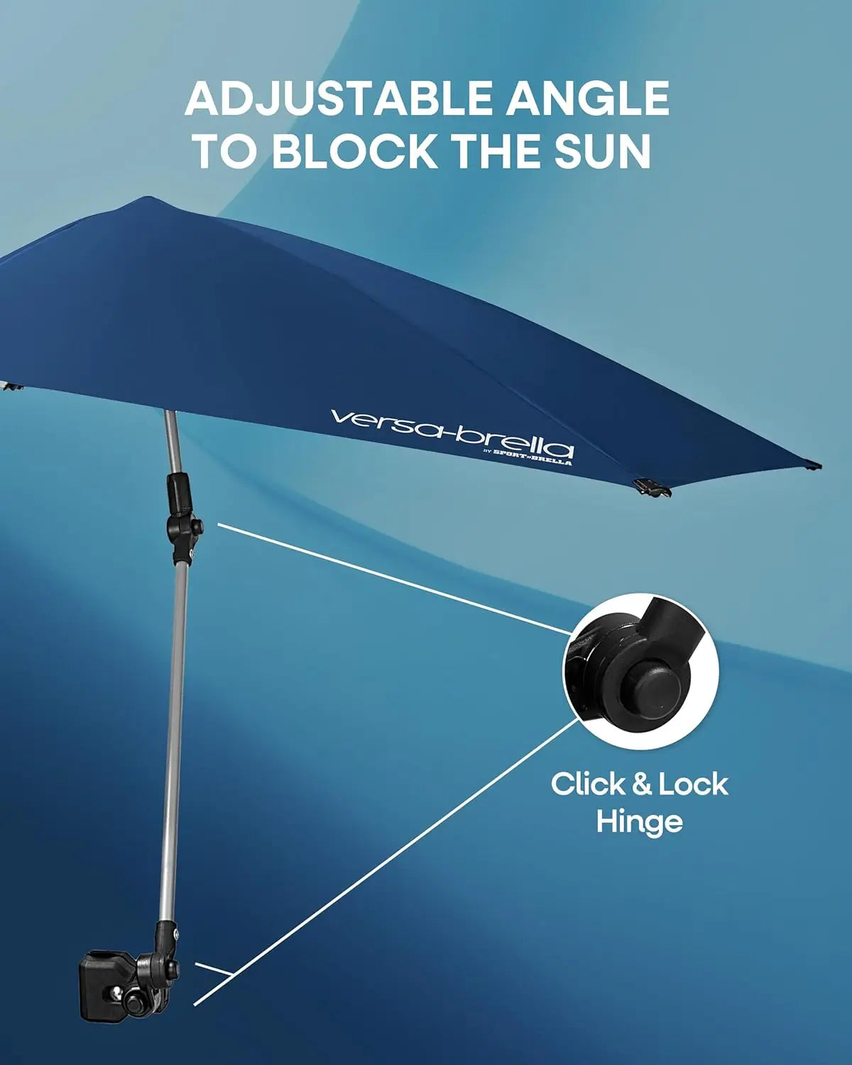 UPF 50+ Personal Sun Shade - Portable Umbrella for Sports & Outdoors - Secure Clamp 360-Degree Swivel Adjustable Position