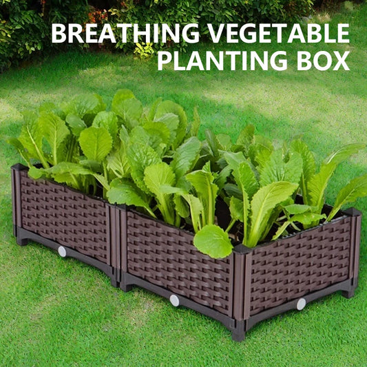 Classic Woven Brown Plastic Flowerpot Box for Outdoor Use Ideal for Flowers and Vegetables