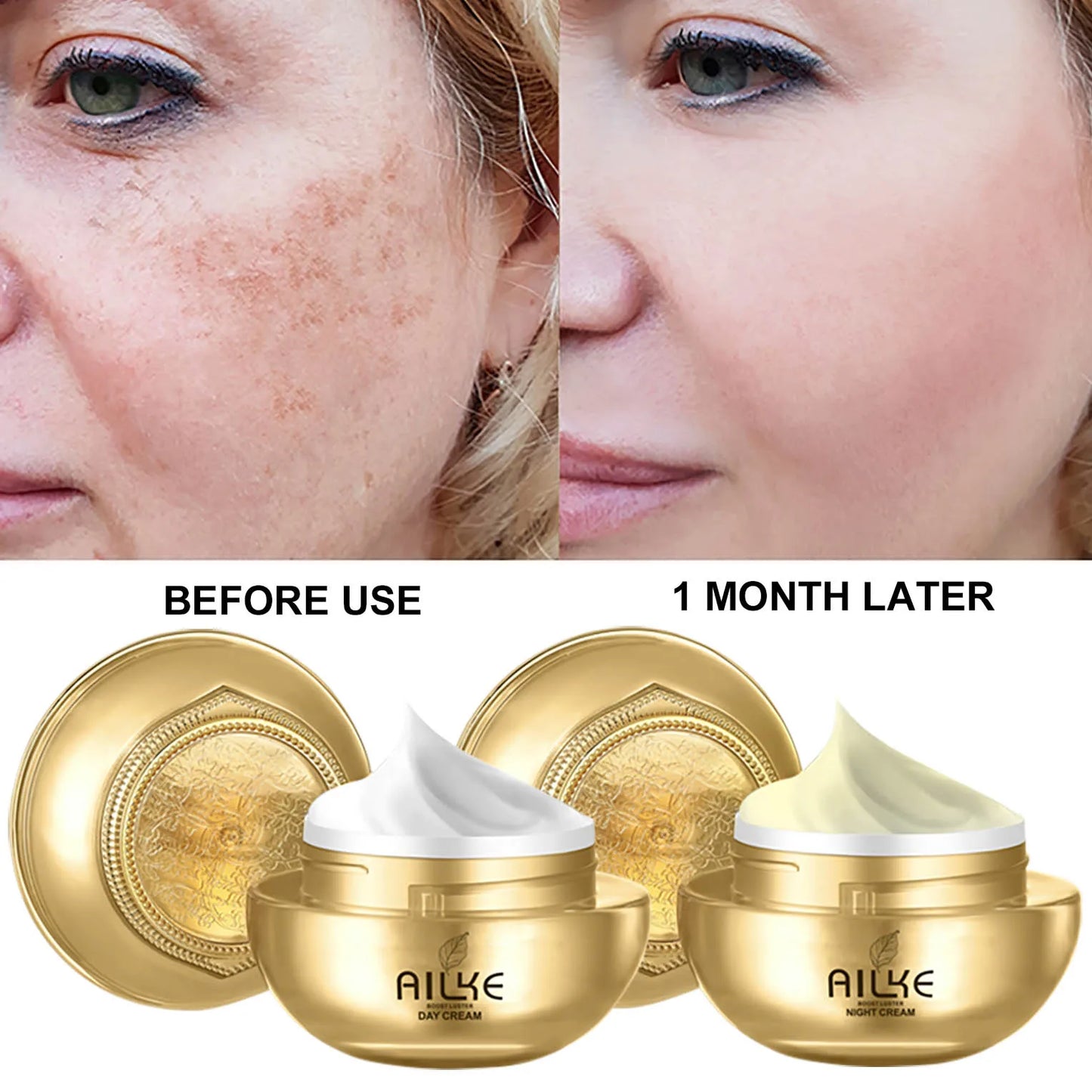 AILKE Collagen Whitening Face Care Set, Moisturizing, Even Skin Tone, Reduce Dark Spots, With Hyaluronic Acid, Vitamin E