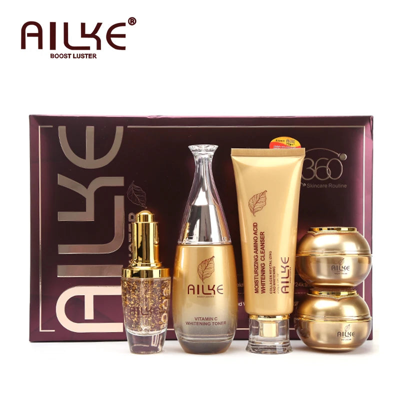 AILKE Collagen Whitening Face Care Set, Moisturizing, Even Skin Tone, Reduce Dark Spots, With Hyaluronic Acid, Vitamin E
