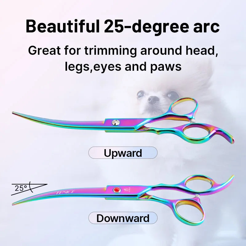 Fenice Classical Model Home Use 9CR Steel 6.5 7.0 Inch Rainbow and Black Dog Grooming Scissors Shears Set for Household Pet Owners