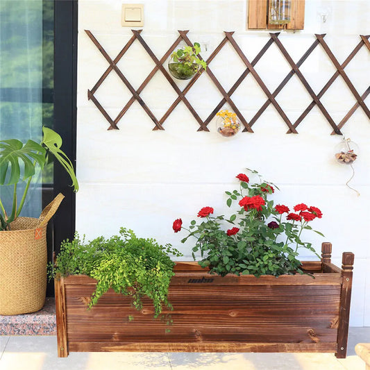 Wood Planter Box Outdoor Raised Planter Beds Large Patio Containers for Flowers and Vegetables
