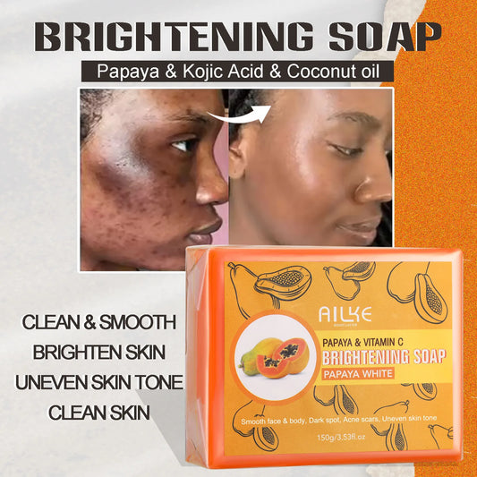 AILKE Papaya Lightening Soap, With Vitamin C, Deeply Moisturizing, Nourishing, Smooth, Gentle, Skin Brightening Soap 150g
