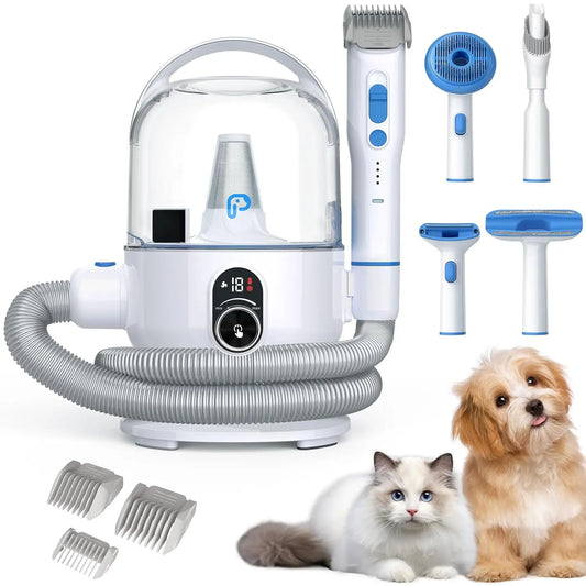 Dog Grooming Kit with 2L Vacuum Suction and 99 Percent Pet Hair Collection Professional Pet Grooming Vacuum Kit with 5 Grooming Tools for Dogs and Cats