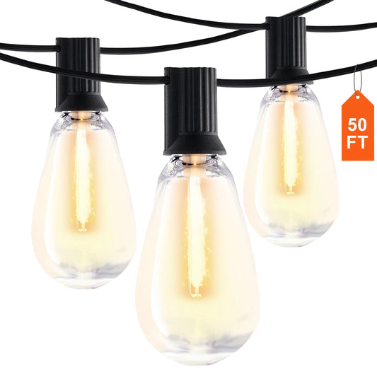 SucceBuy LED Outdoor String Lights 2700K Dimmable Outside Patio Waterproof Hanging Lights for Porch Backyard Garden Balcony