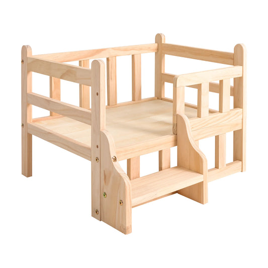Solid Wood Pet Bed Wooden Dog Bed Frame Dog Kennel Furniture Dog Bed Stand for Cats Small Teddies Bichon Rectangular