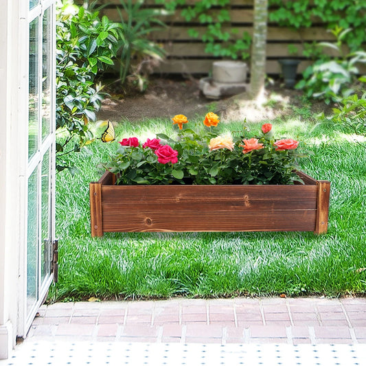 Large Wooden Raised Garden Bed Outdoor Planter Elevated Plant Box for Vegetables and Flowers