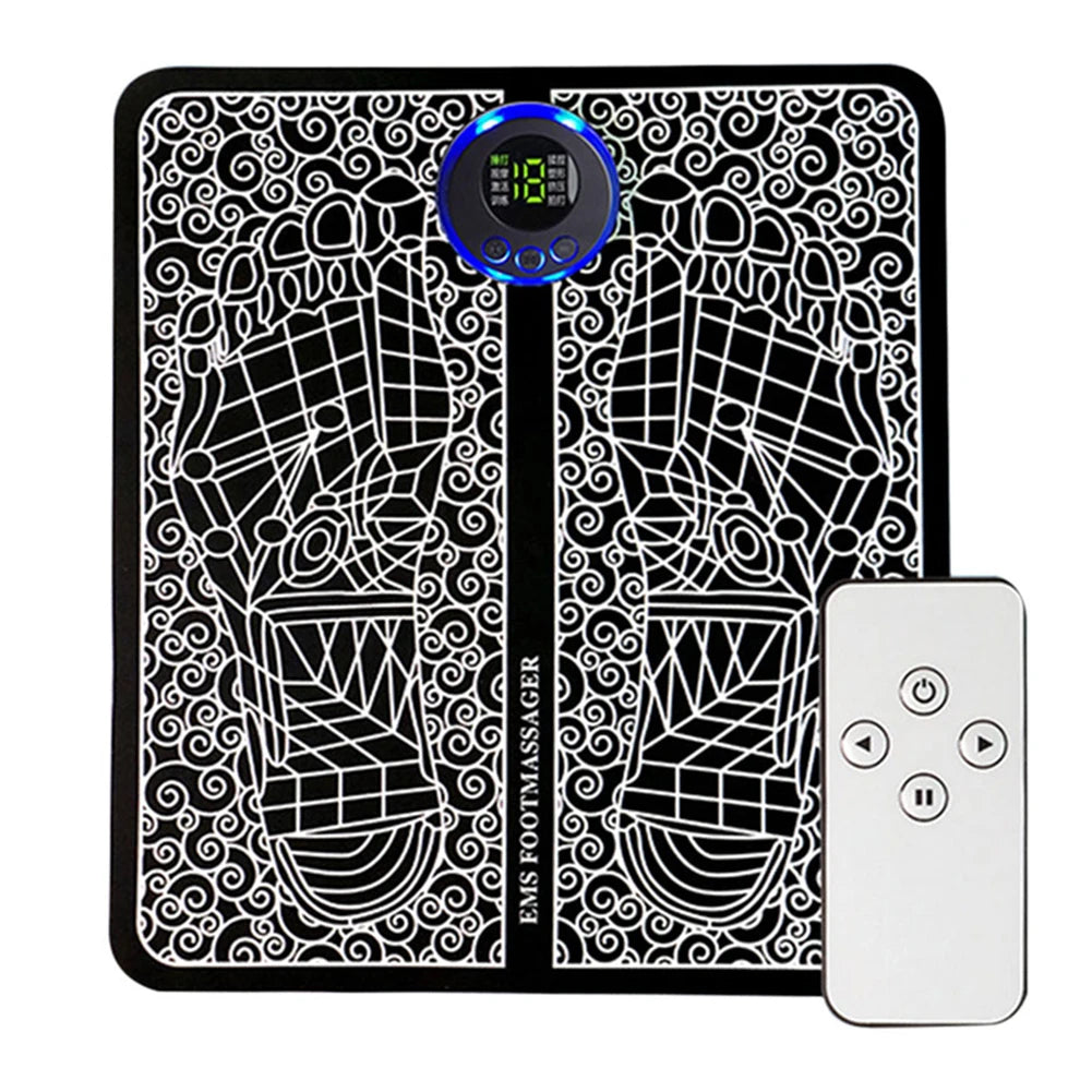 EMS Massage Pad Electric Feet Massage 8 Modes USB Rechargeable Foot Circulation Massager Remote Control for Home and Office Use